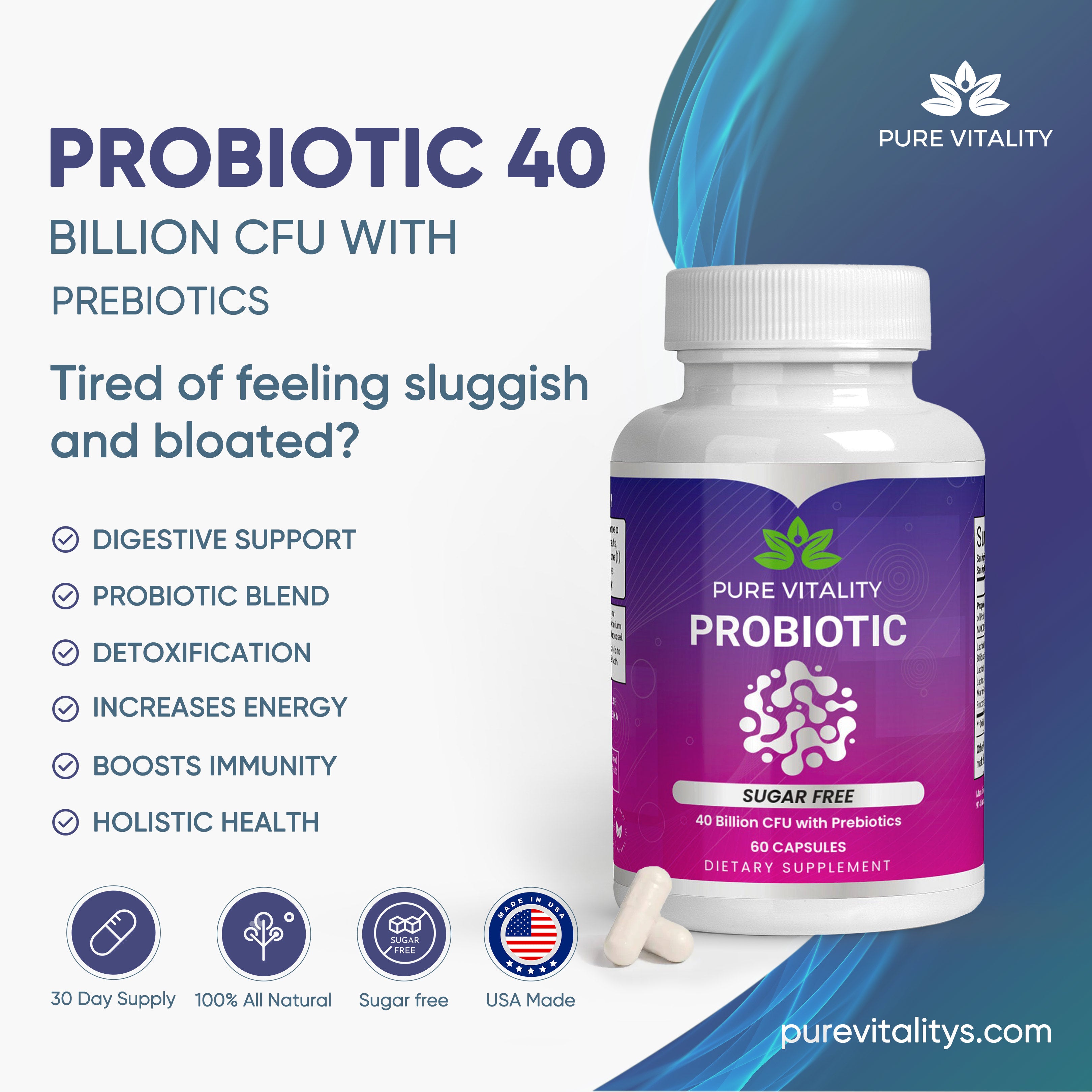 Probiotic 40 Billion CFU with Prebiotics